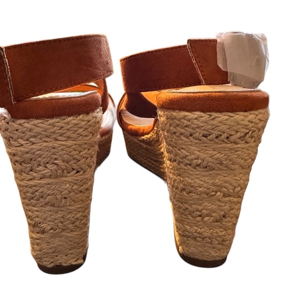 New Coutgo Women's Wedge Sandals Cross Strap Espadrille Platform Size 9 Brown - Picture 11 of 13